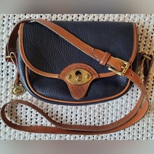 Dooney & Bourke Vintage Cavalry Trooper Crossbody Bag, Navy w/ Tan Trim
